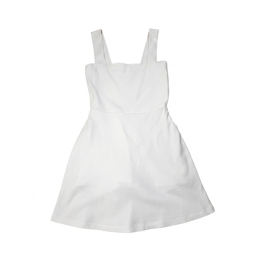 VS Pink Active Dress - White Ribbed Square Neck with Built-in Shorts Size S